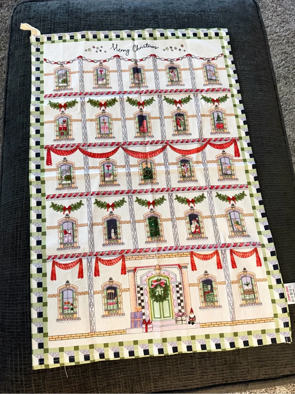 Festive Christmas Advent Towel - Holiday House Design